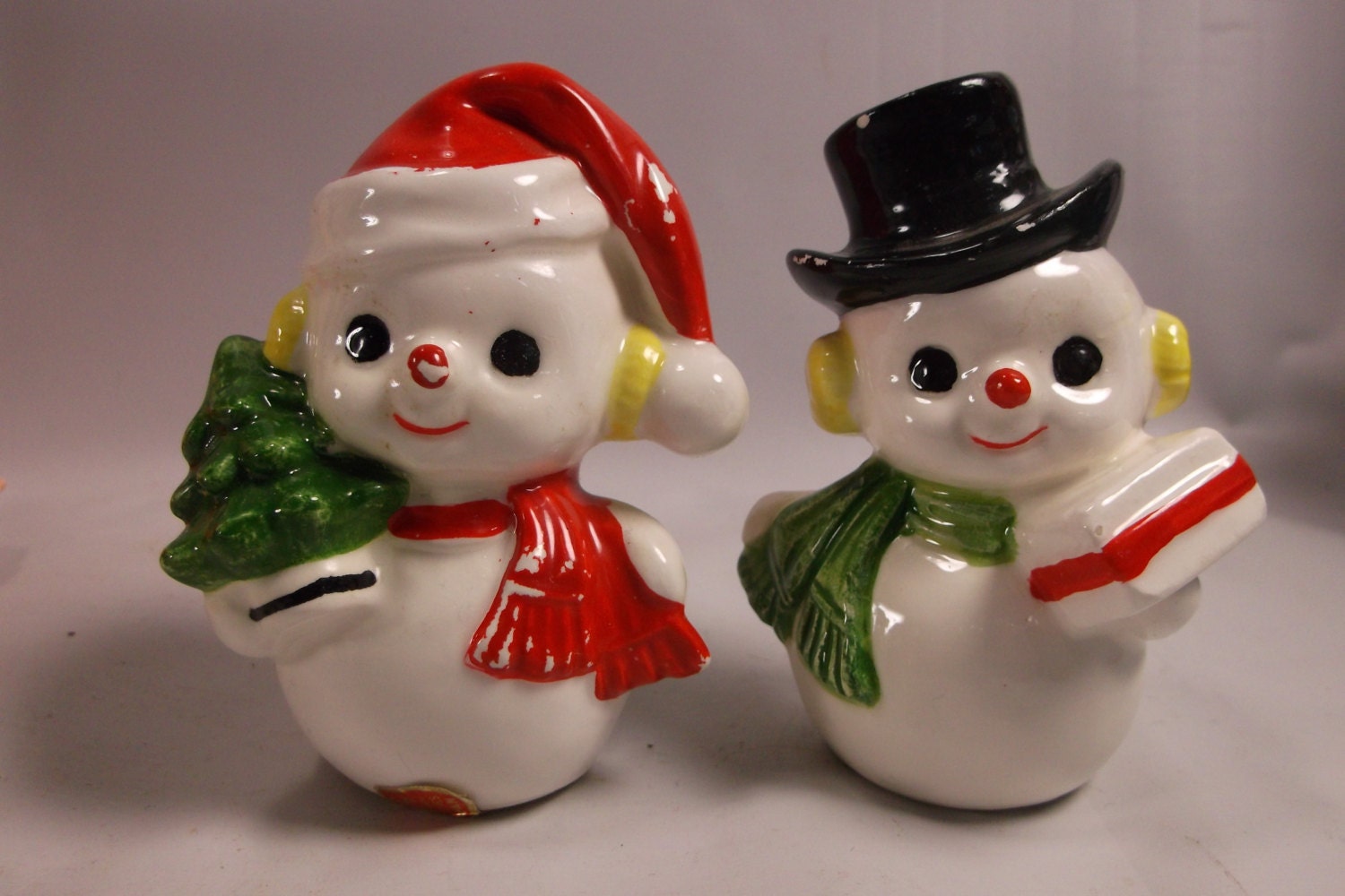 50 S Christmas Snowman Salt And Pepper Shaker Set Lefton