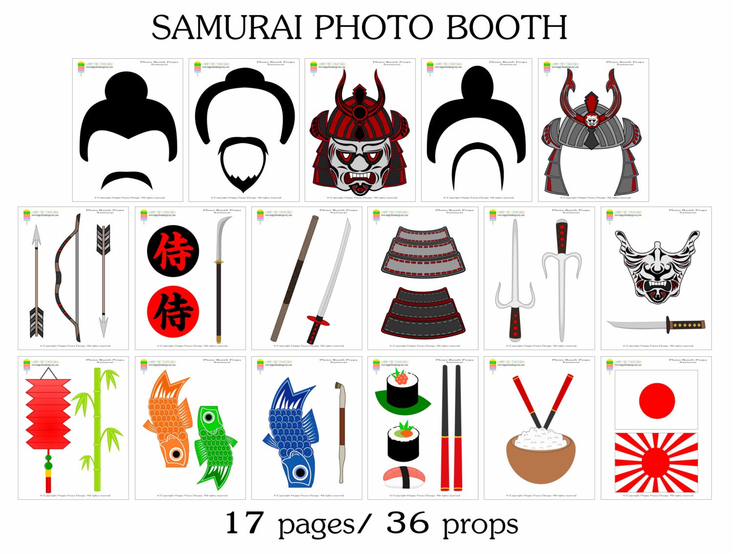 PRINTABLE Samurai Photo Booth PropsPhoto Booth Sign Japanese