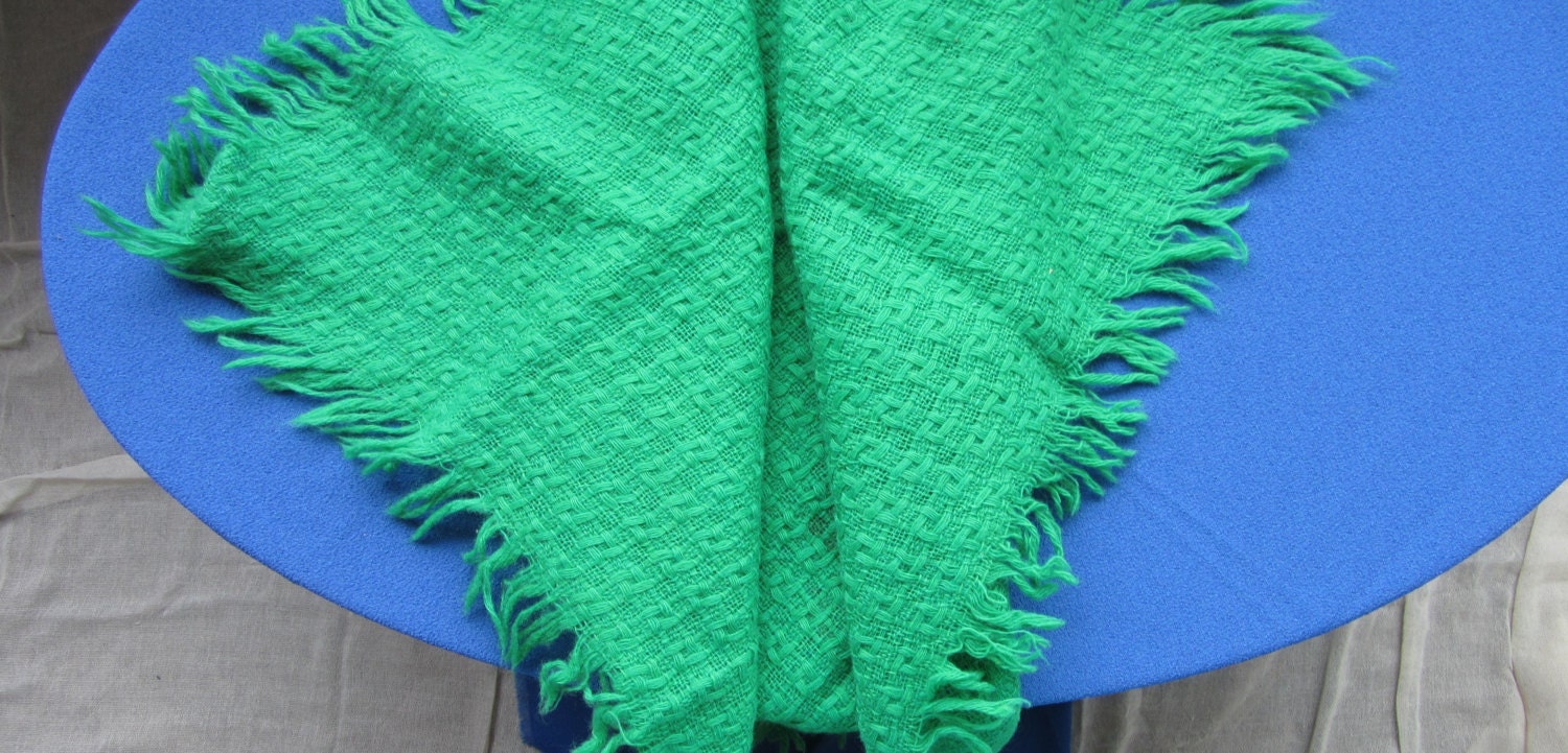 Green Wool Shawl, Pure Wool Shawl, Tube Scarves, Warm Winter Wrap, Ukrainian Gre
