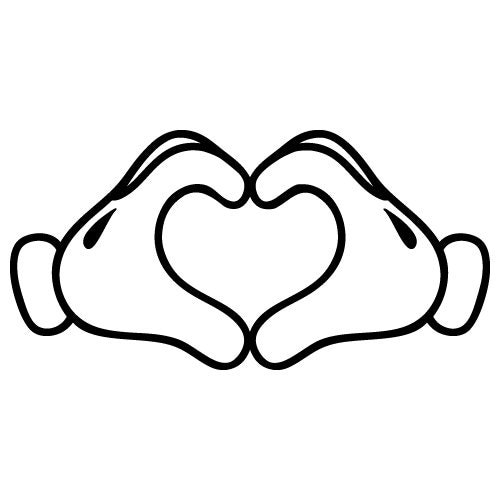Mickey Mouse Hands Heart Sketch Coloring Page