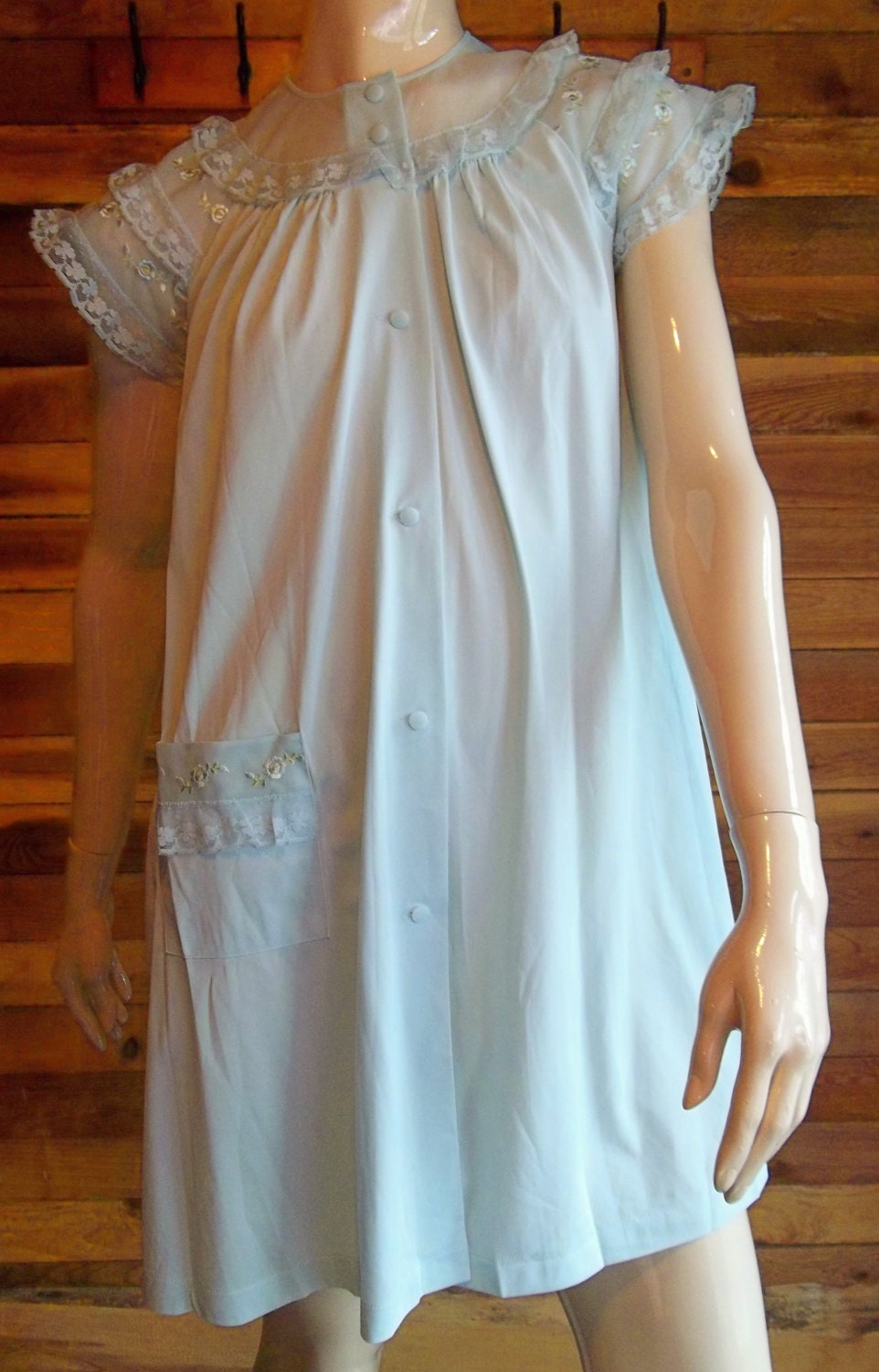 Vintage Lingerie S Shadowline Blue Petite Peignoir Or Robe