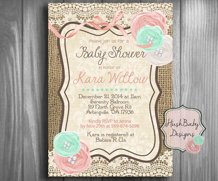 Shabby Chic Rustic Burlap Lace Baby Shower By Hushbabydesigns