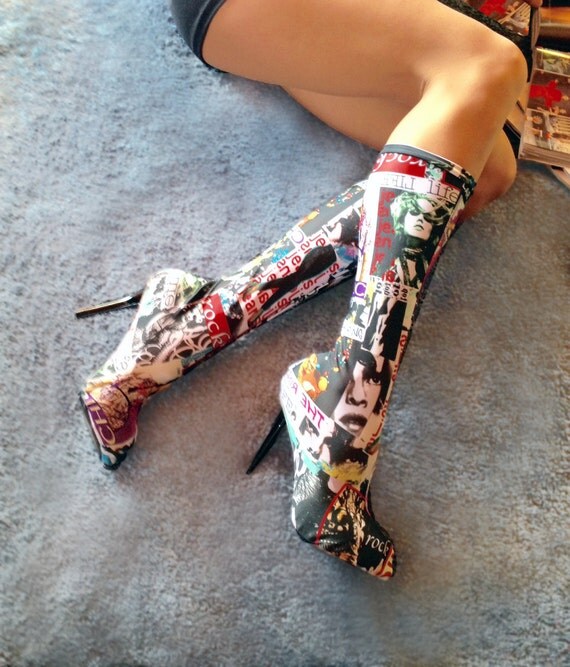 Fashion Magazine Boot covers. Handmade by SavillaCreations on Etsy