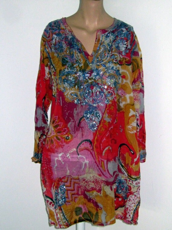 BOHO GAUZE TUNIC Multi Color Gauze Long by TheNerdGirlfriend