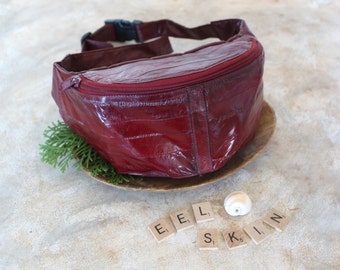 Vintage EEL SKIN Fanny Pack Genuin e Exotic Leather Bum Bag ...