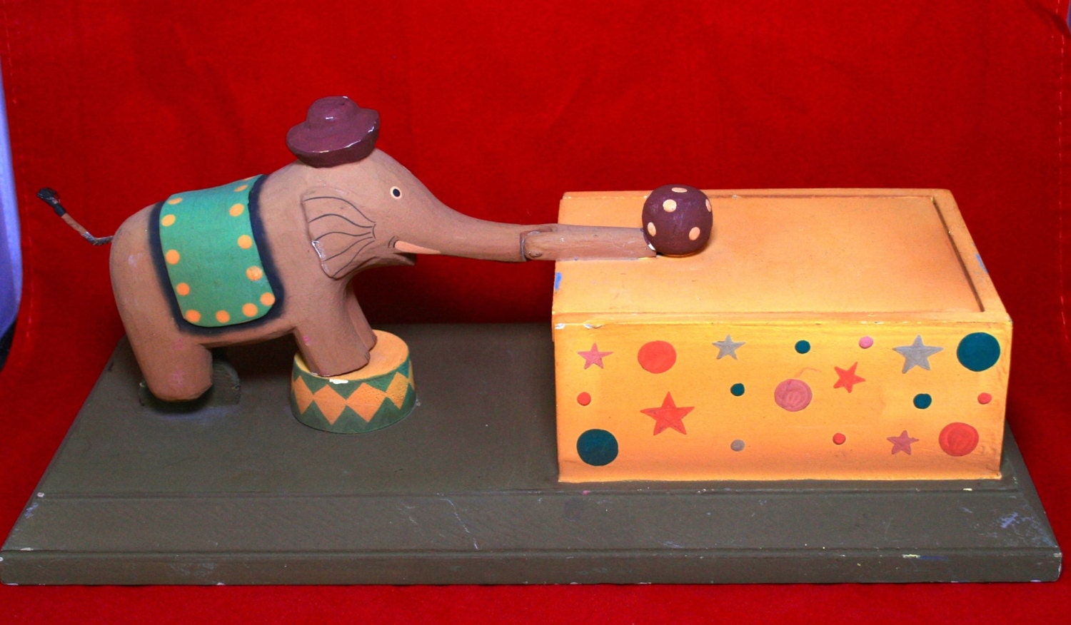 Items similar to Adorable Vintage Box with Elephant, Boy and Squirrel