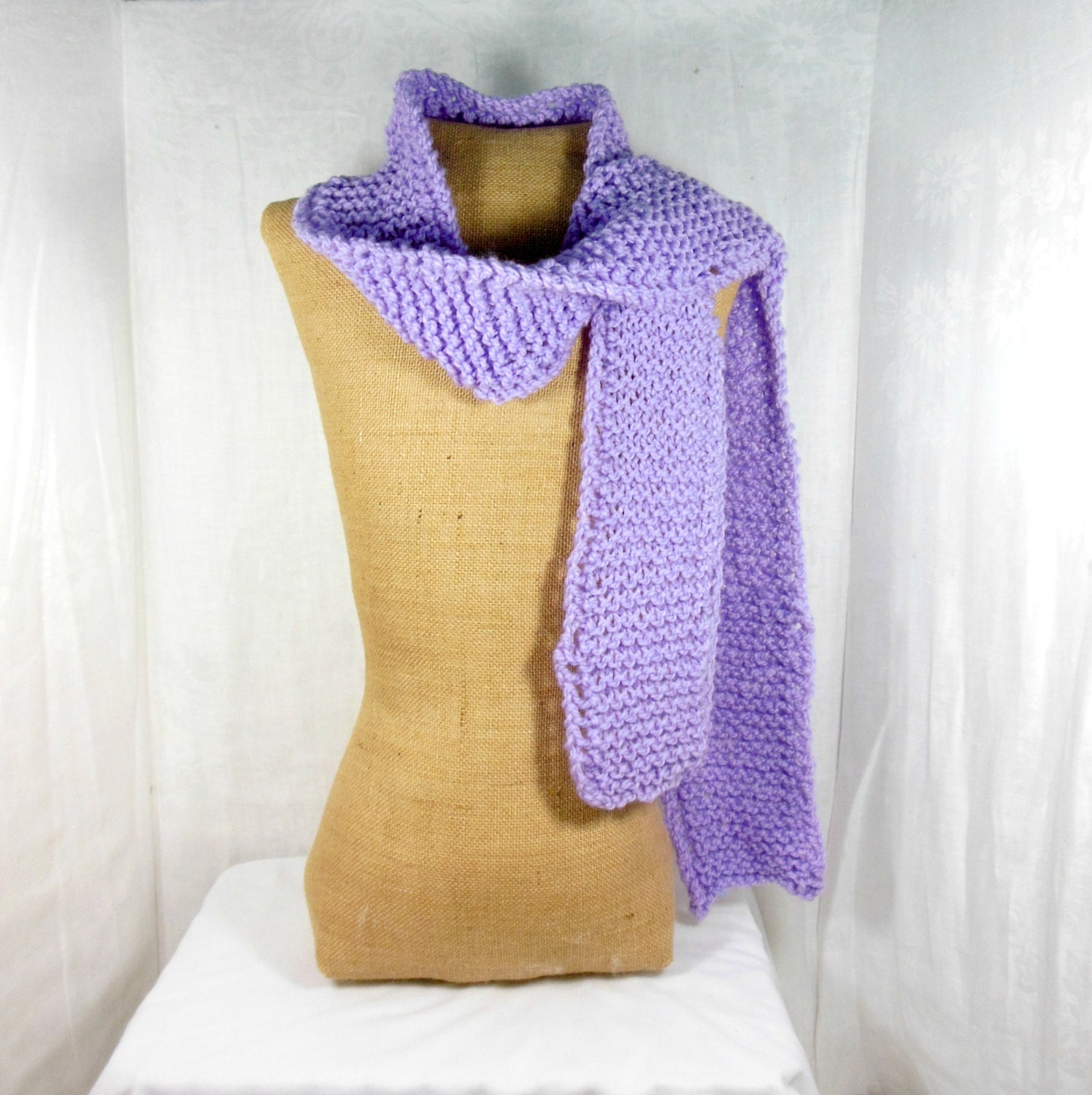 Lilac skinny scarf hand knit scarf womens by AccessoriesByKelli