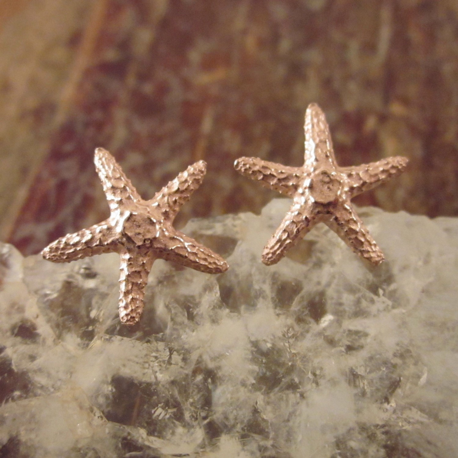 14K Starfish Earrings Girlfriend Gift Gold Stud By TwoFeathersNY