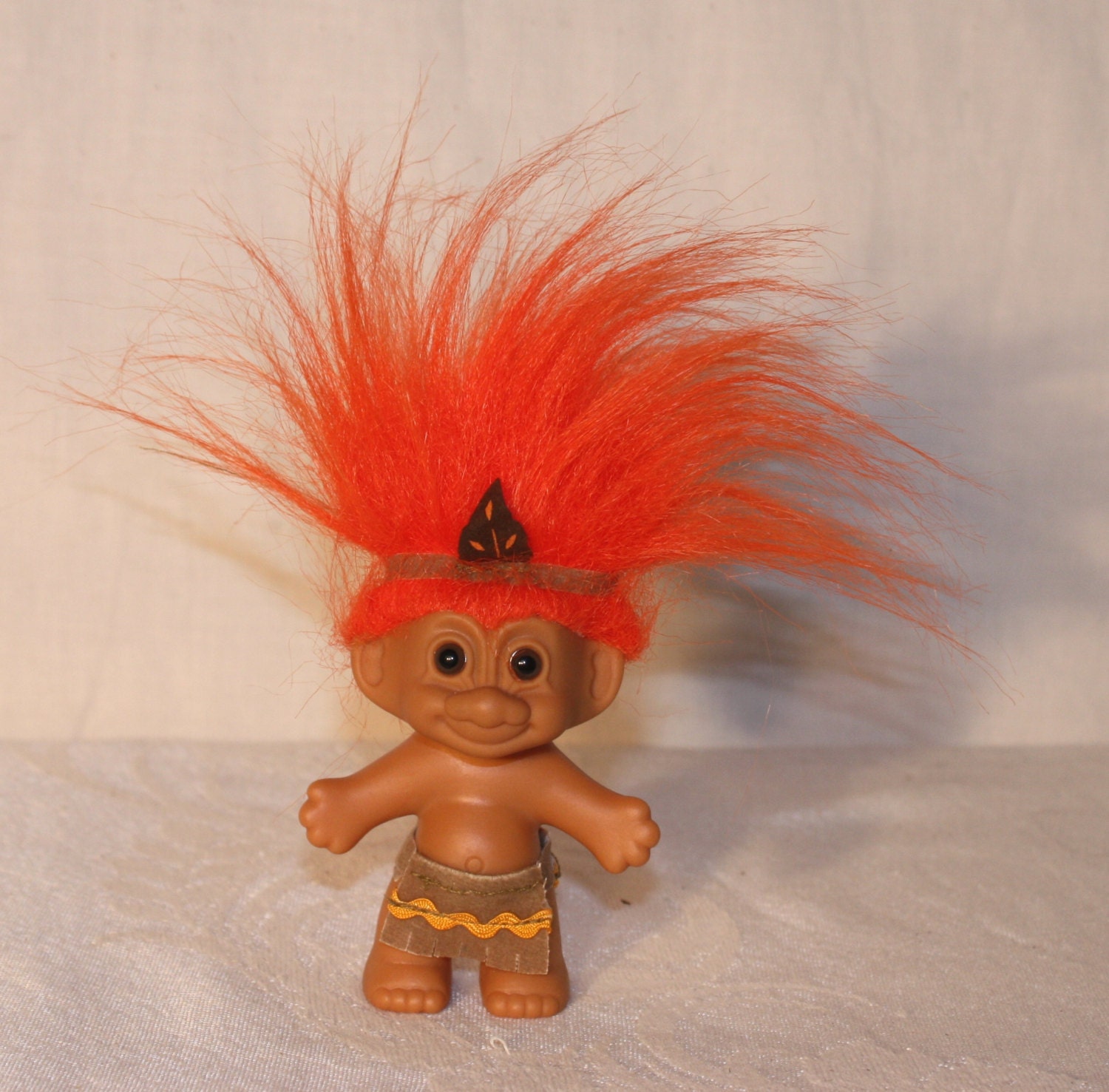 Russ Troll Doll Bright Orange Hair And American Indian