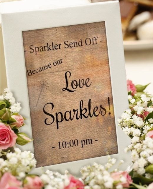 Sparkler Send Off sign, Wedding Signs, Burlap Wedding Signs, Beach Wedding Signs, customized time, 