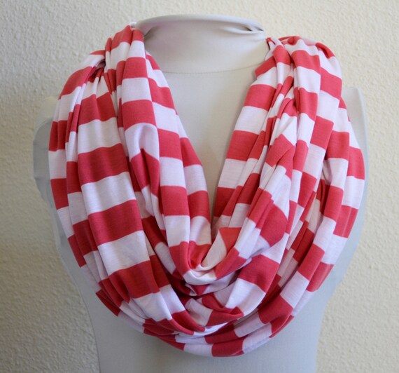 Large Nursing Scarf in Coral and White by CindyHeitkampDesigns