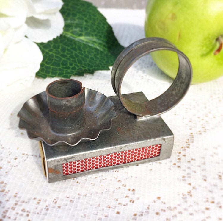 Antique Tin Matchbox Candle Holder Chamber By Wondercabinetarts 