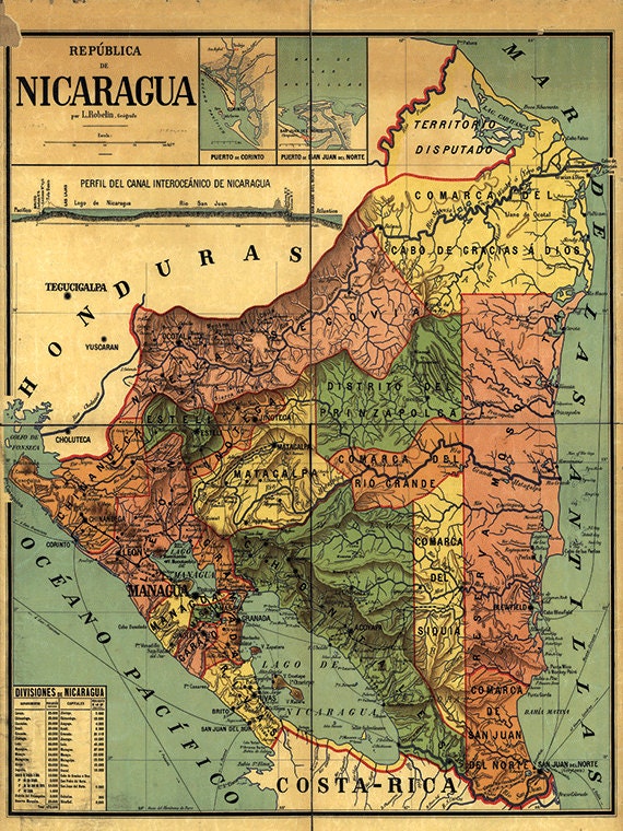 Nicaragua Map Print Map Vintage Old Maps Antique Map Poster Nicaragua Map Print Map Vintage Old Maps Antique Map Poster
