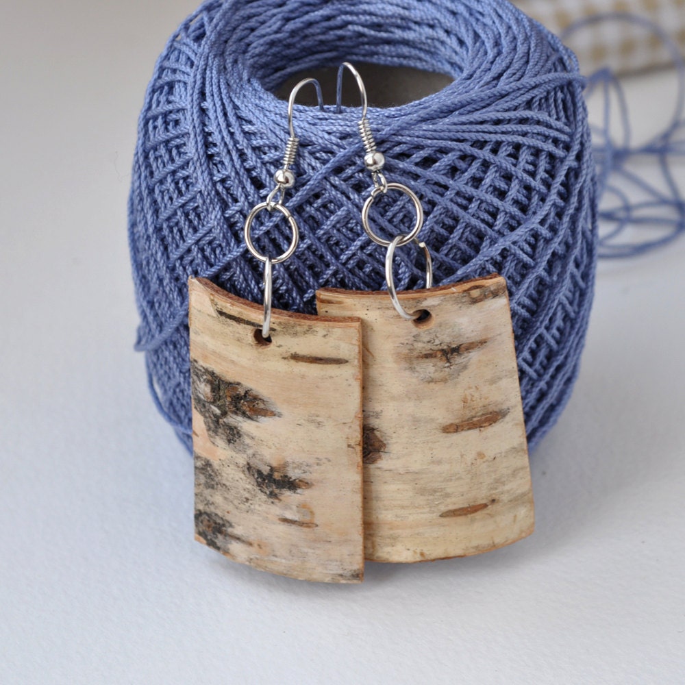 Birch Bark Earrings By Woodsofnarnia On Etsy