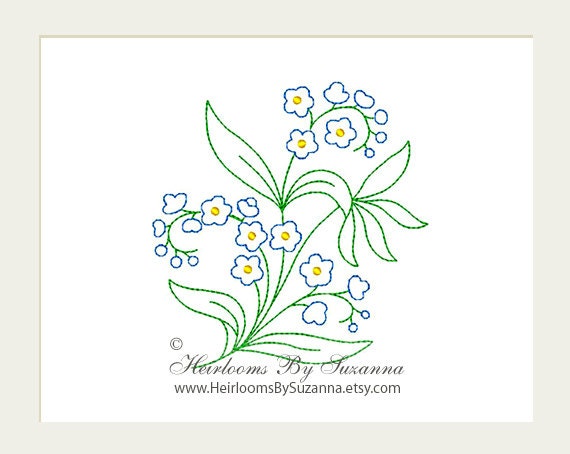 Machine Embroidery Flower Forget Me Not Floral Design