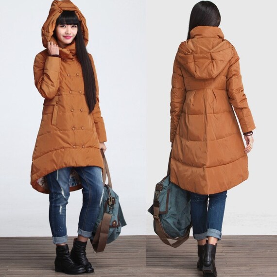 Winter hooded coat asymmetrical mediumlength down by deboy2000