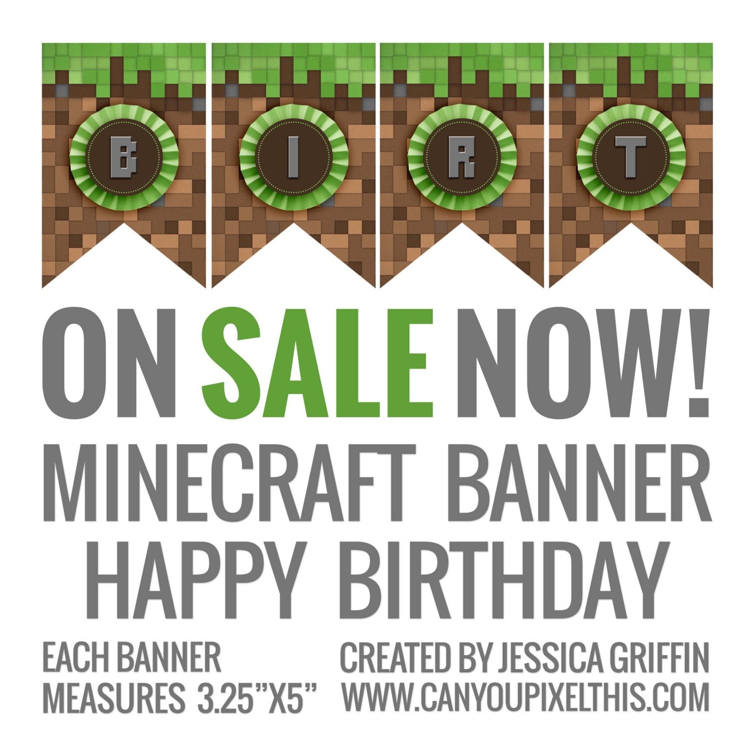 Minecraft Birthday Party Banner By Canyoupixelthis On Etsy