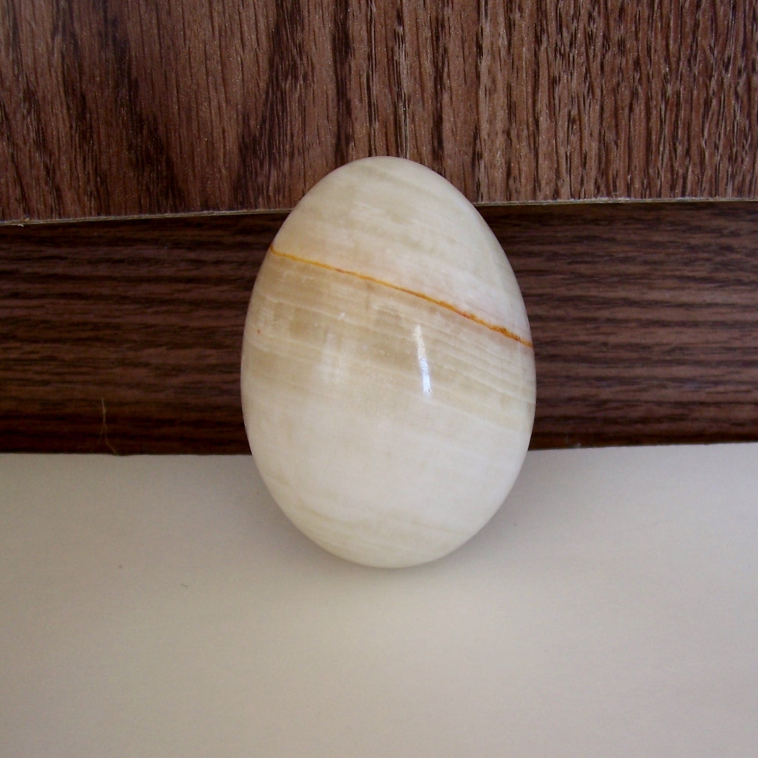 Large Decorative Stone Egg 3 inches White by