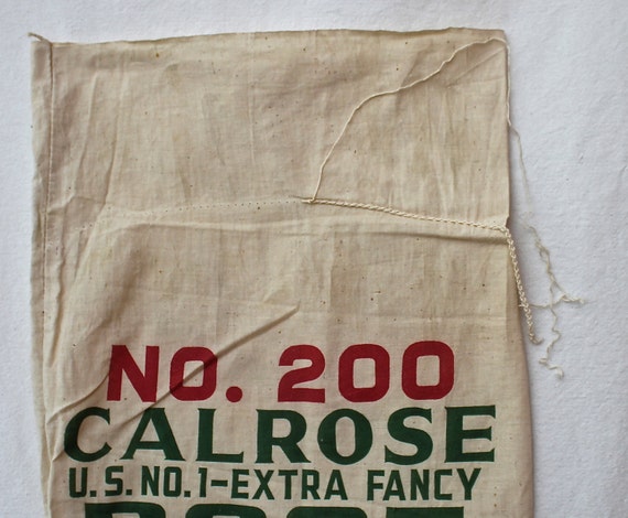 Rose Rice Sack Old Original Grain Bag 1950s Vintage Textile Country