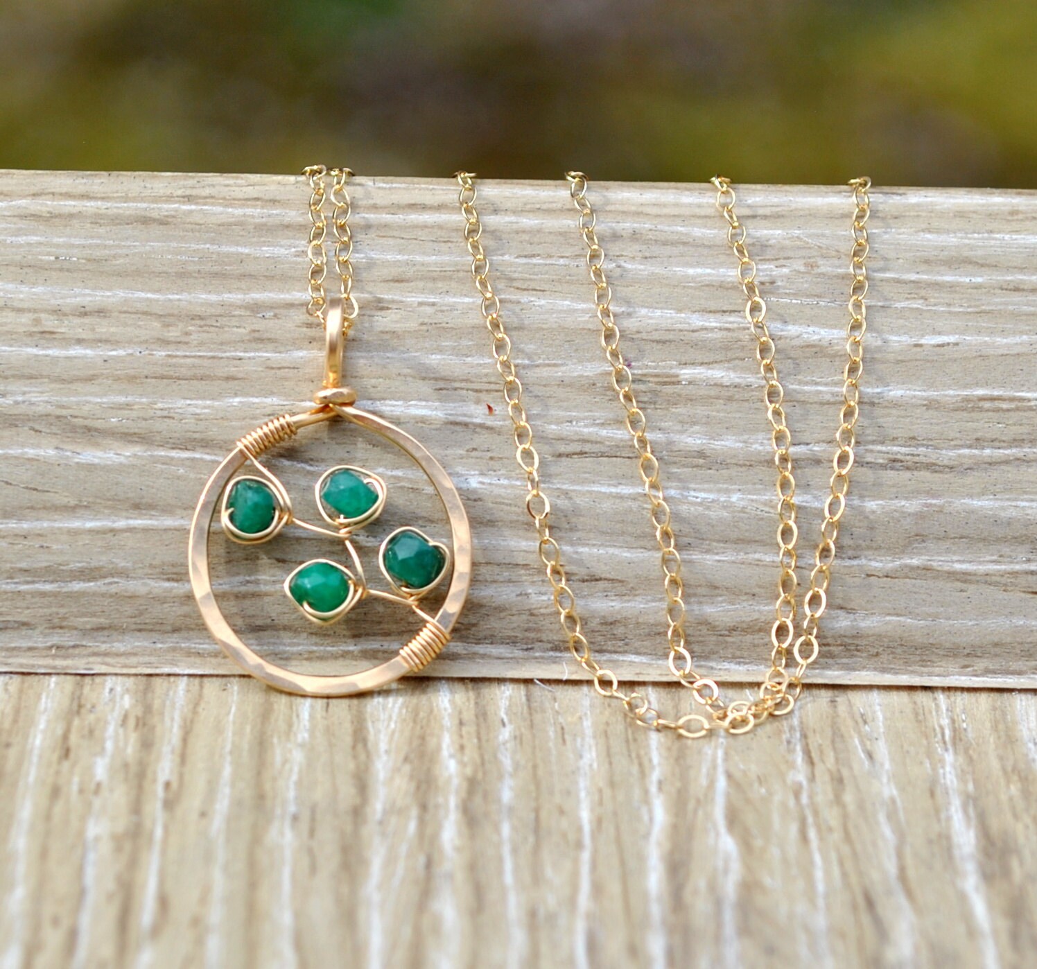 Dainty Gold Minimalist Emerald Necklace Genuine By WhimsybyKT