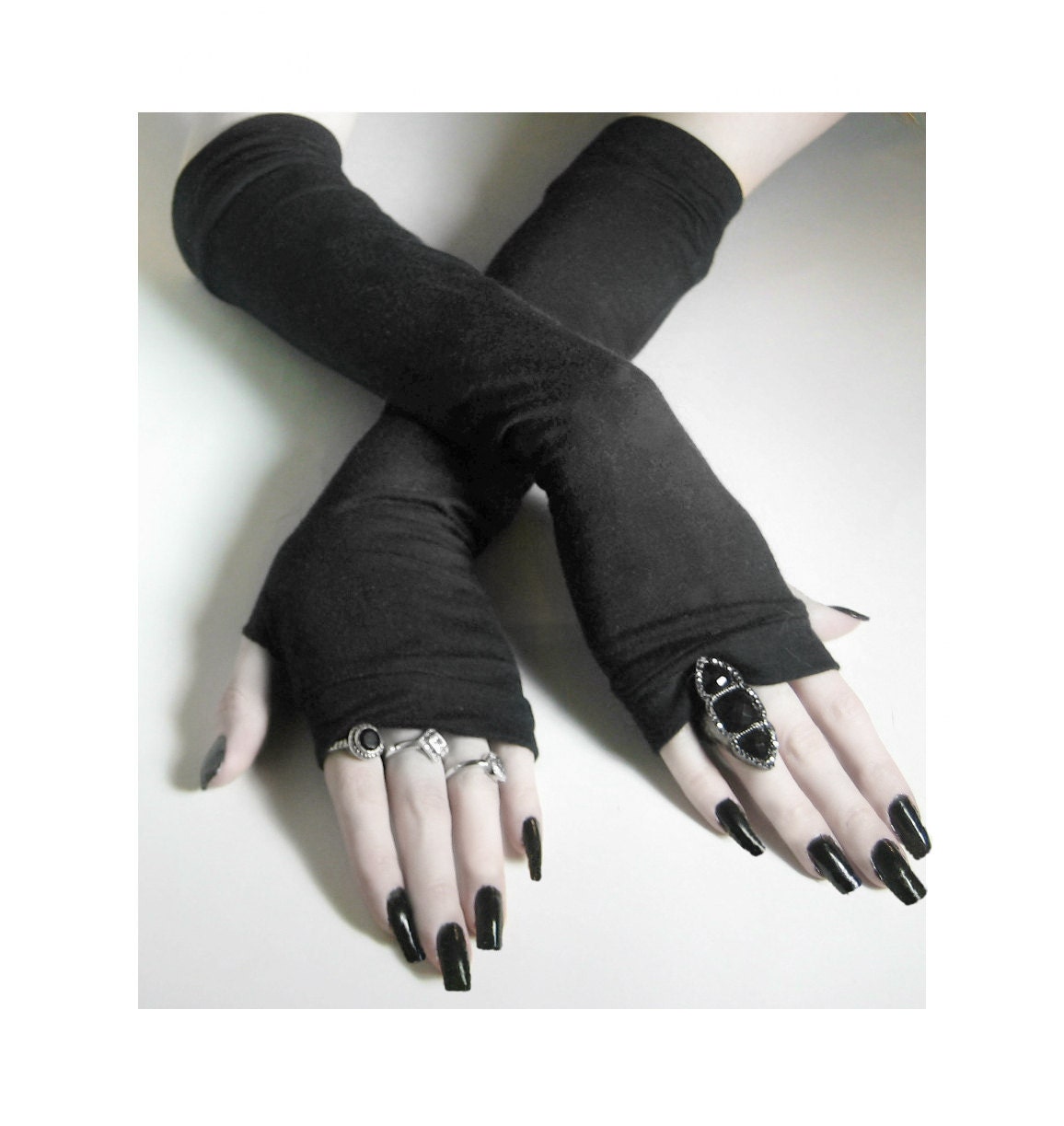 Black Arm Warmers Gothic Fingerless Gloves Saints By Mellode