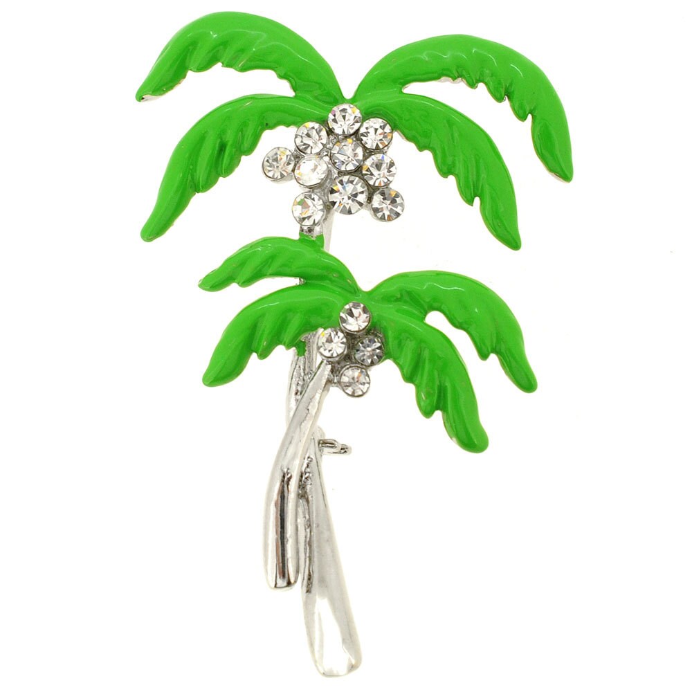 Green Coconut Palm Tree Pin Brooch 1000911 By Pinxus On Etsy