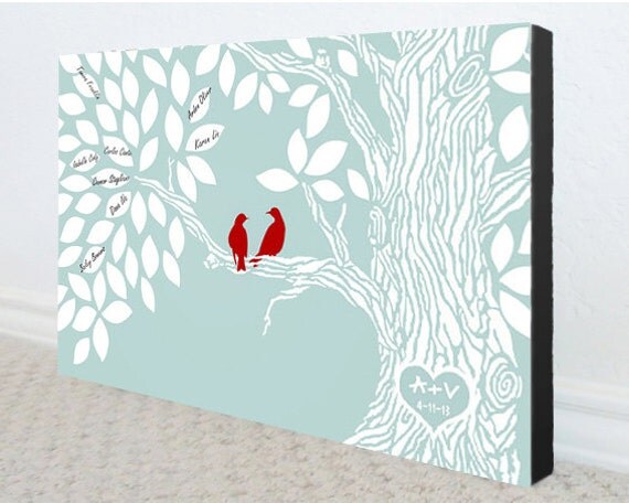 14x20 Wedding Guest Book Gallery Wrapped Canvas - Ready To Hang - To Personalize With 70-80 Guest's Signatures