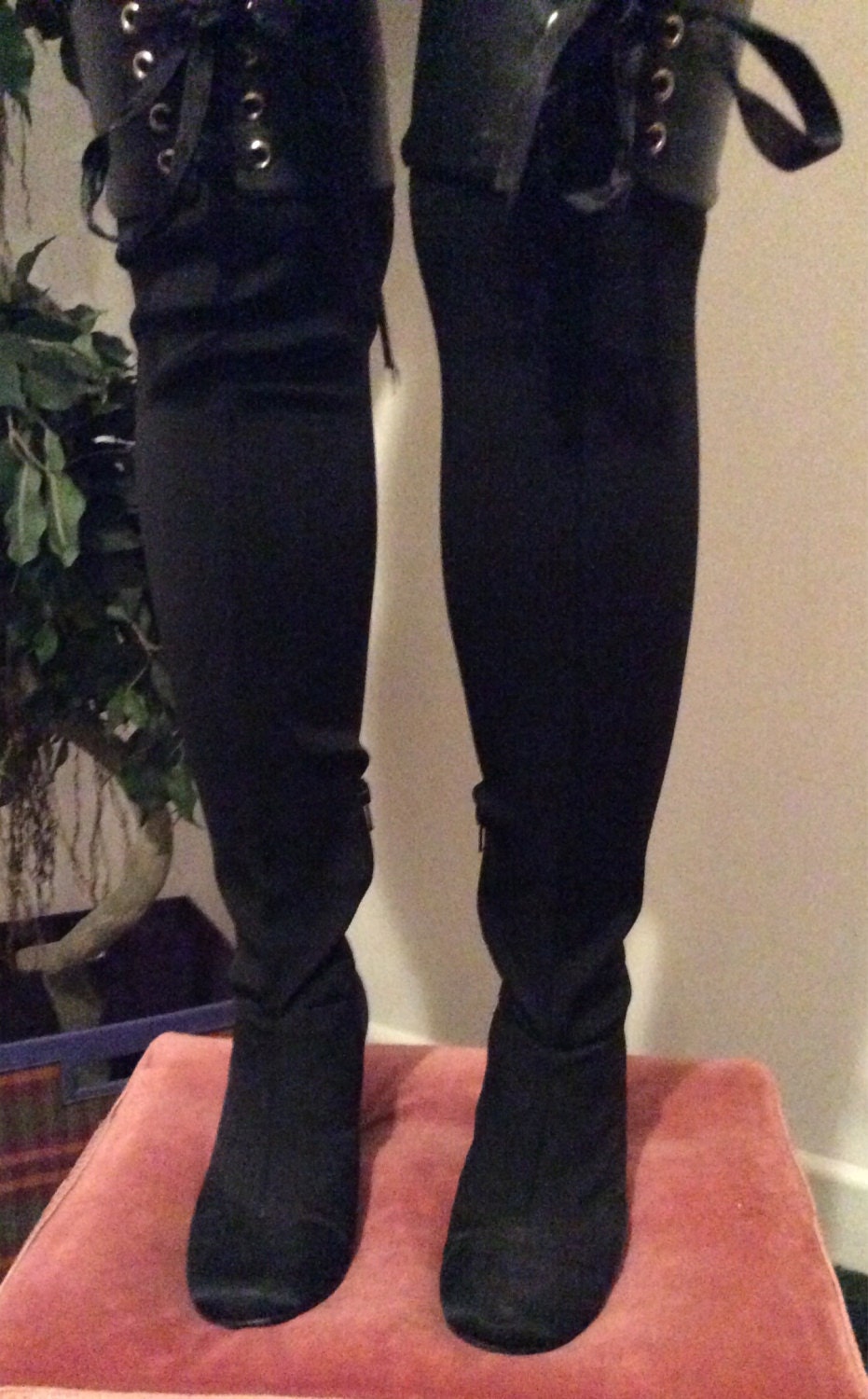 black tight over the knee boots