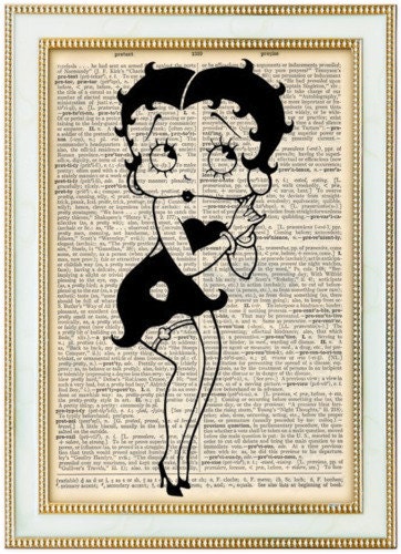 Betty Boop Dictionary Art Print On Upcycled By Vintageimagined