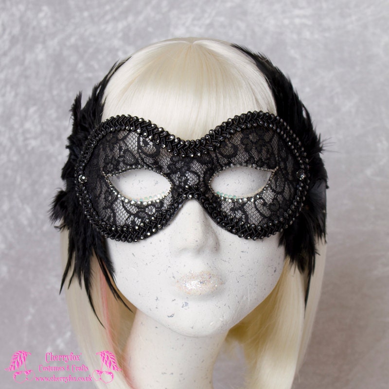 Lace Carnival Mask 'Milady de Winter' Black by Cherryfox