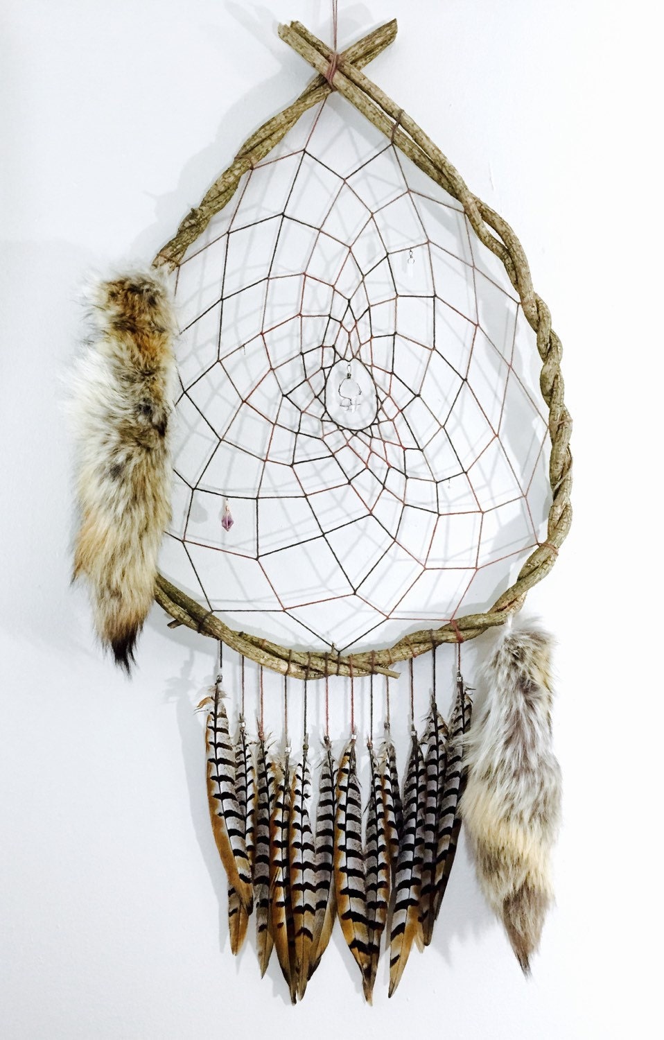 Giant Vine Dream Catcher with Quartz by KouvaDreamCatchers on Etsy