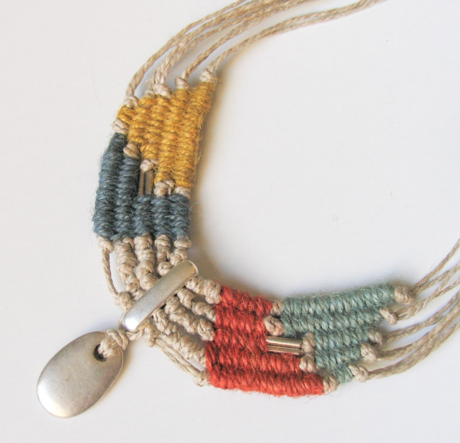 Fiber Tribal Necklace Bohemian Statement Collar By TotalhandmadeD