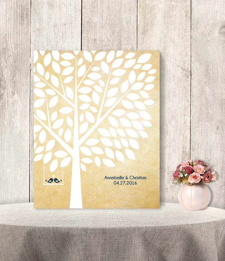 Wedding Guest Book Alternative Poster DIY // Guest Tree on Parchment, Love Birds // Sign Printable PDF // 