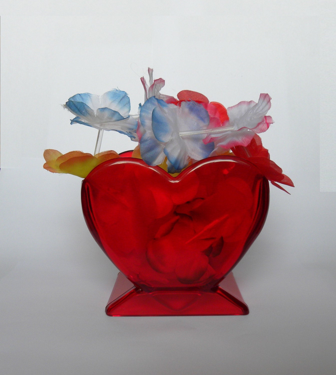 Red Heart Shaped Lucite Acrylic Vase Heart By Fieldsofvintage