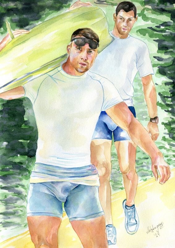 Print Of Original Art Work Watercolor Painting Gay Interest