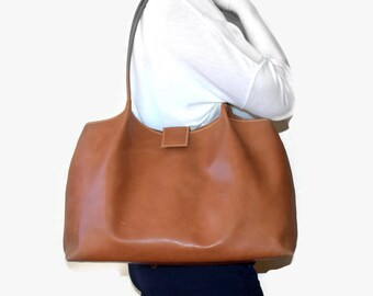 Items similar to Dark Brown Leather Extra Large Handmade Tote Bag