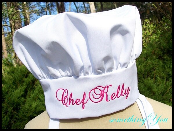 Name Personalized Chef Hat Adult Size Adjustable Velcro