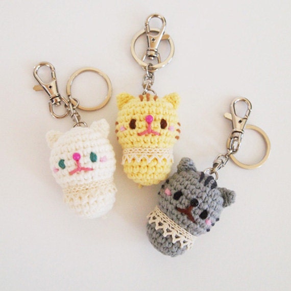 Cat Crochet Doll Amigurumi Keychain Keyring By Isodreams On Etsy