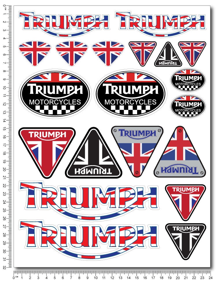 TRIUMPH Motos Autocollant Moto 20 Autocollants Par MADMOTOGraphics