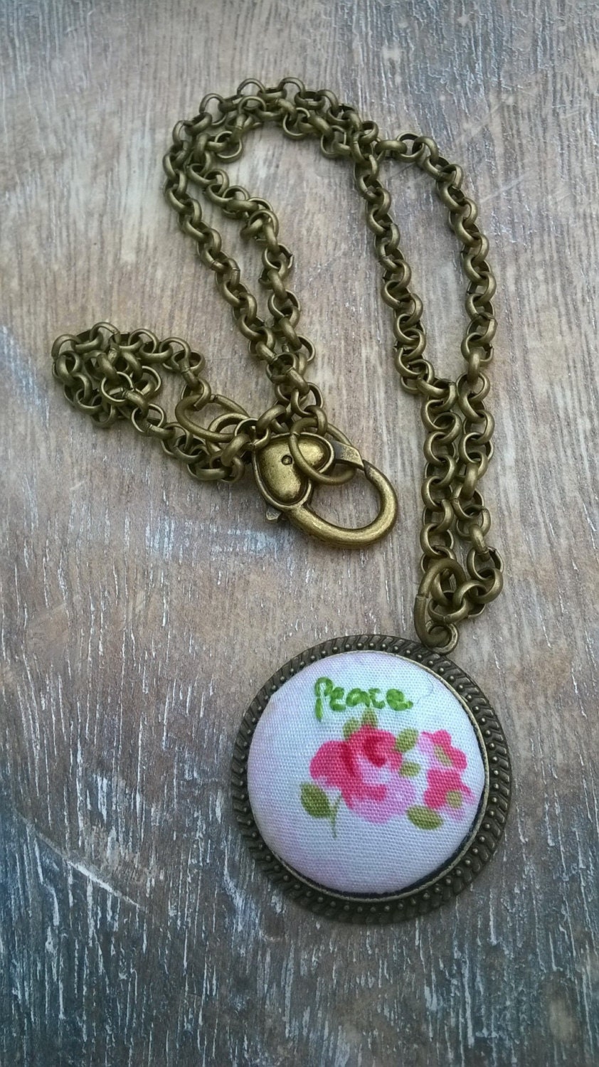 Items similar to Wedding Locket Necklace, double hearts, photo, hand embroidered red hearts and