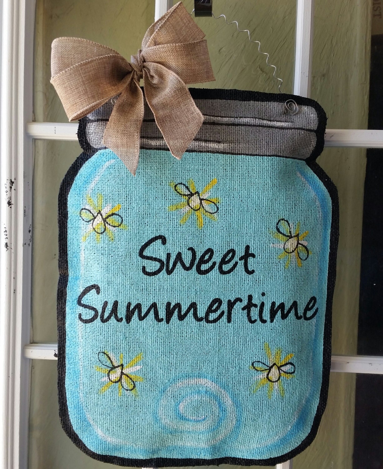 Mason Jar Burlap Door Hanger Spring Or By Connierisleycrafts