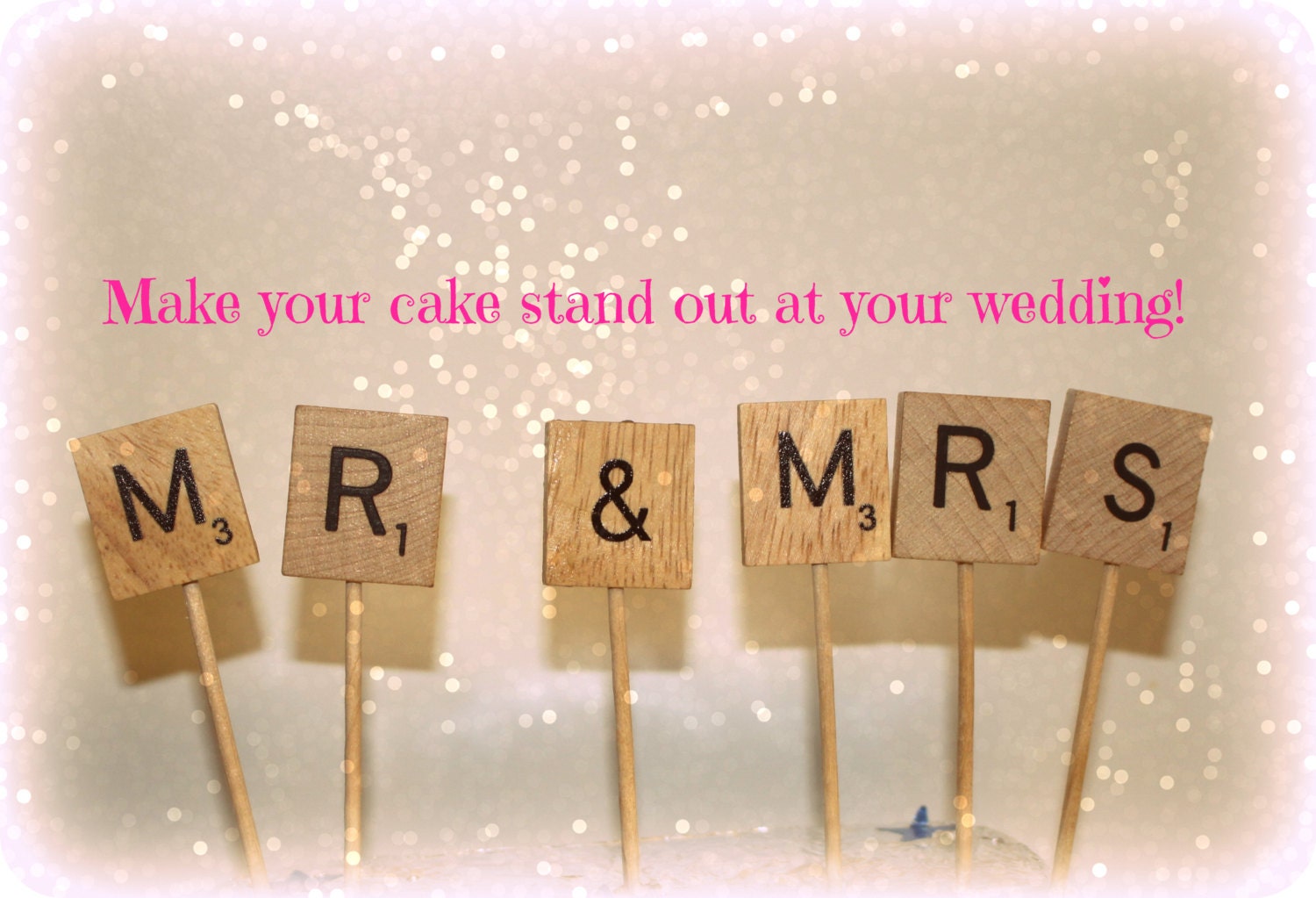 Mr and Mrs Scrabble Cake Toppers