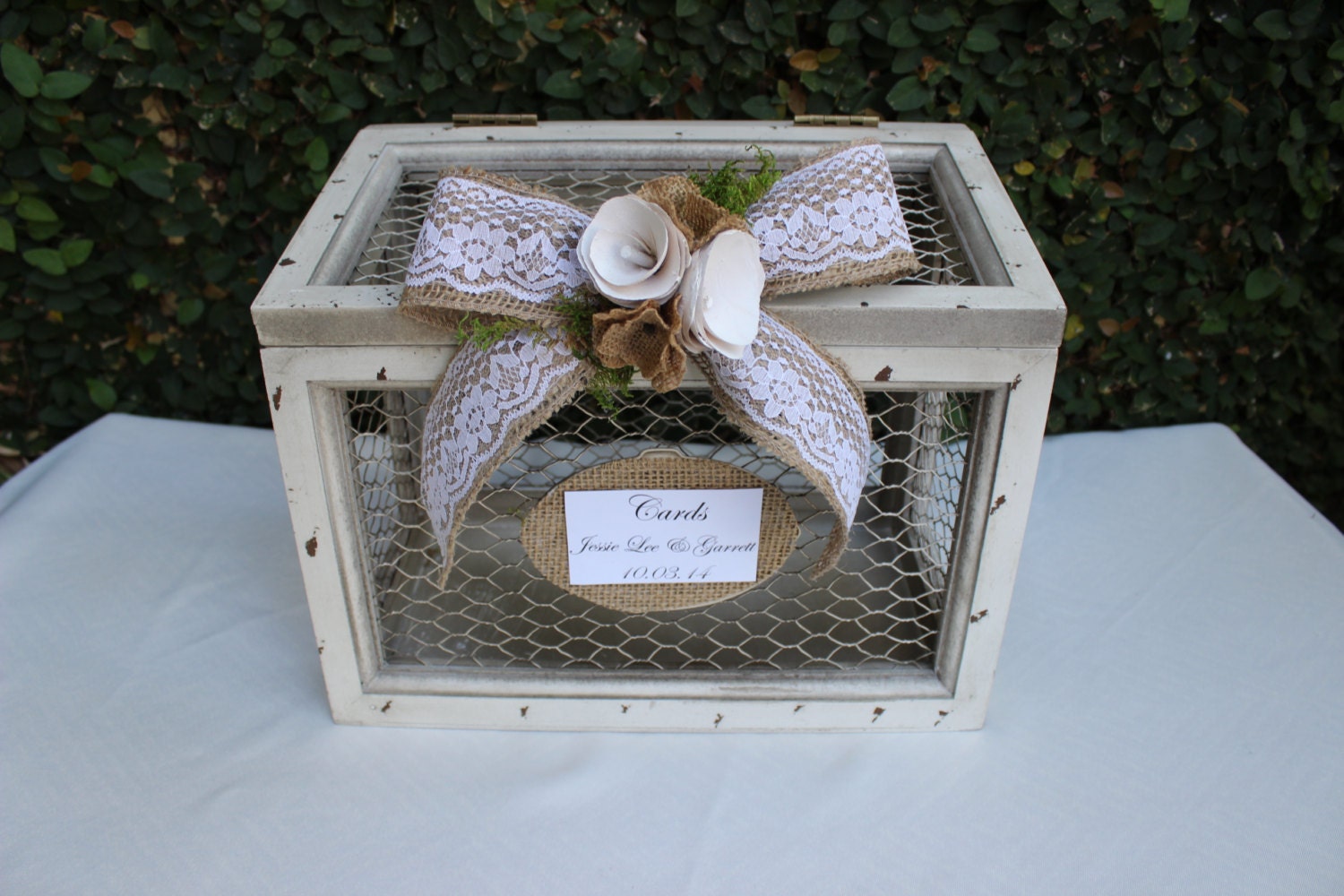 Wedding Card Box / Rustic Wedding Chicken Wire Card Holder Box