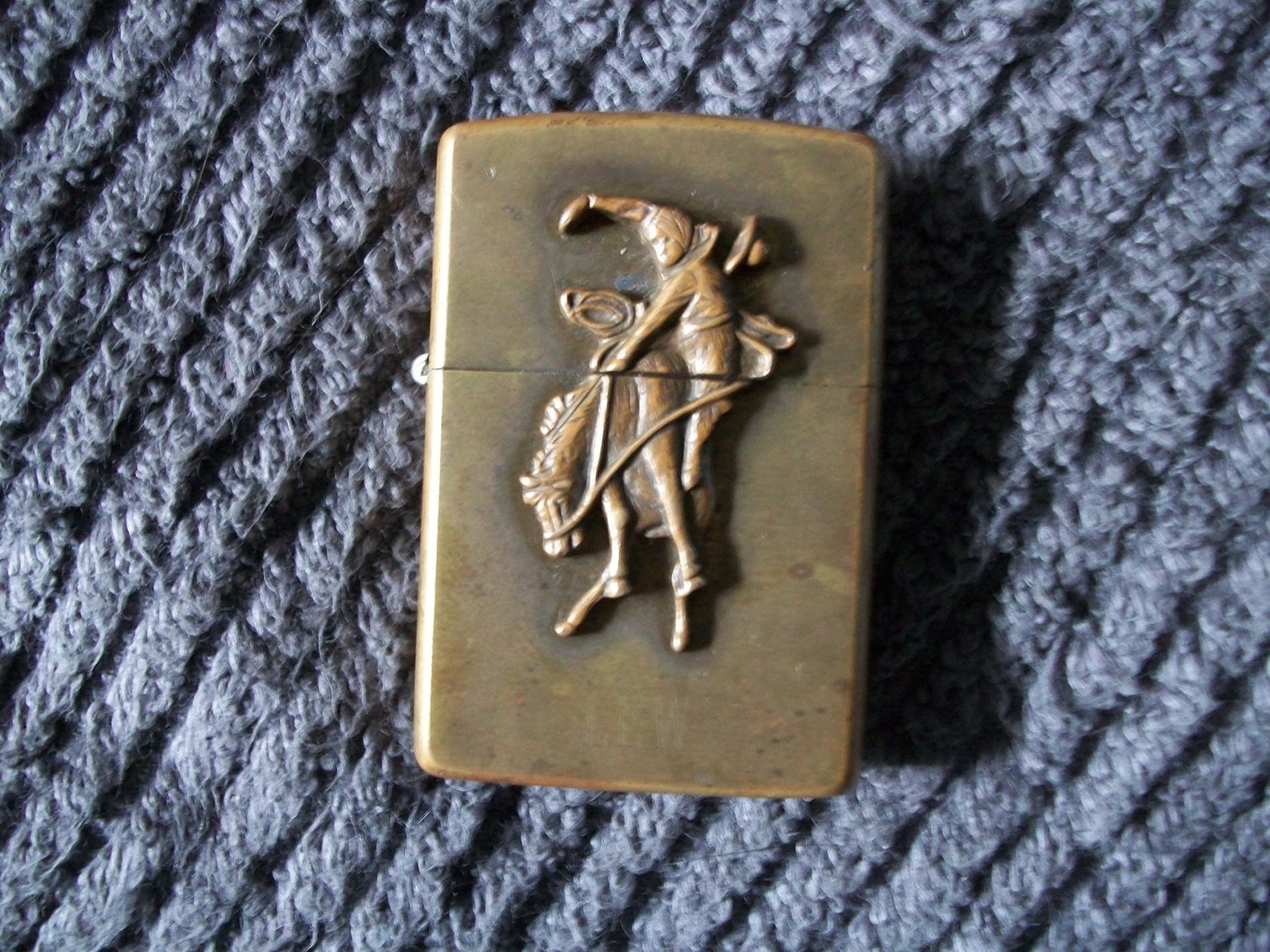 Vintage Zippo Lighter Brass Marlboro Rodeo Rider Lighter