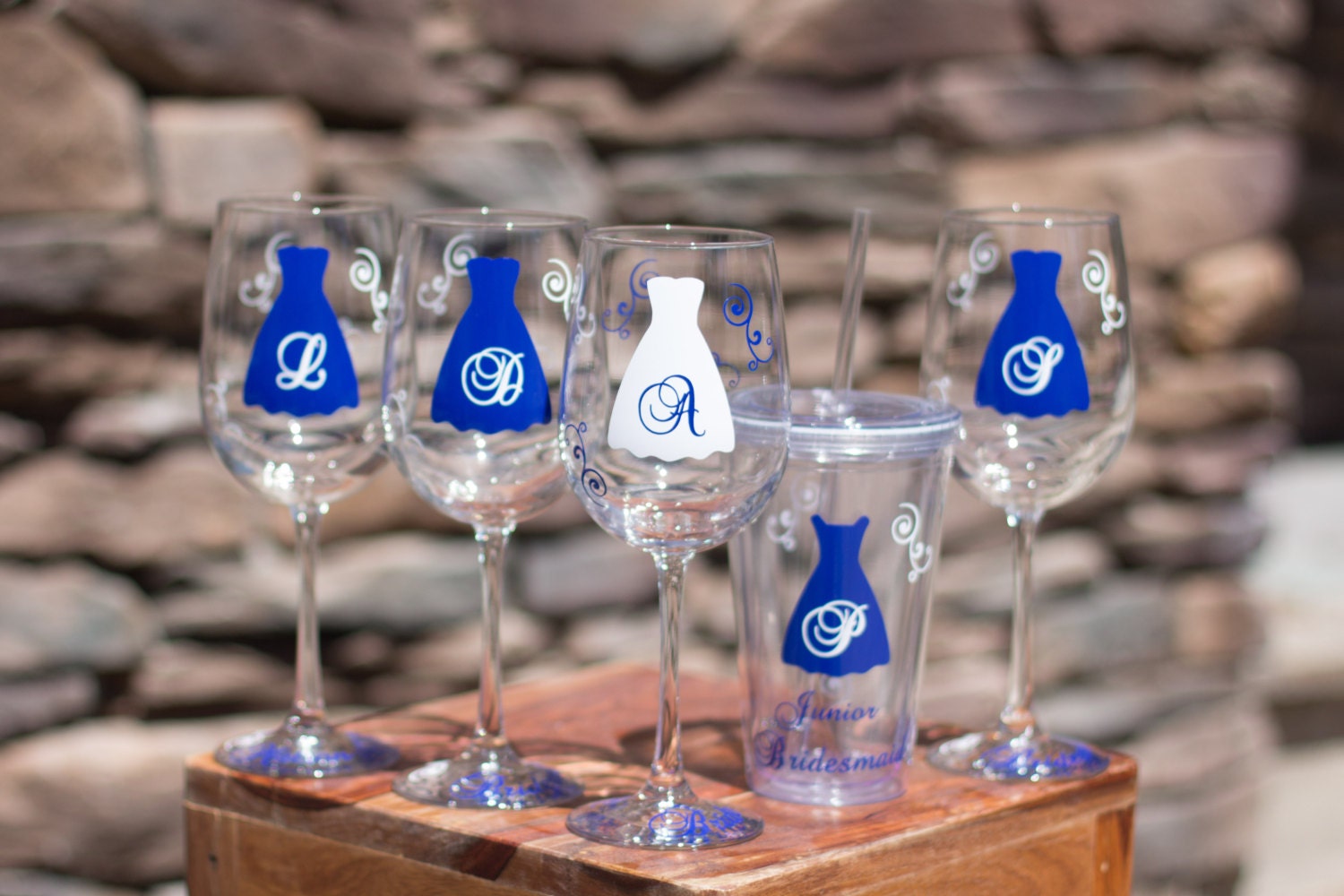 Items similar to 14 Wedding Glasses, Bachelorette/Bridesmaids Gift wine