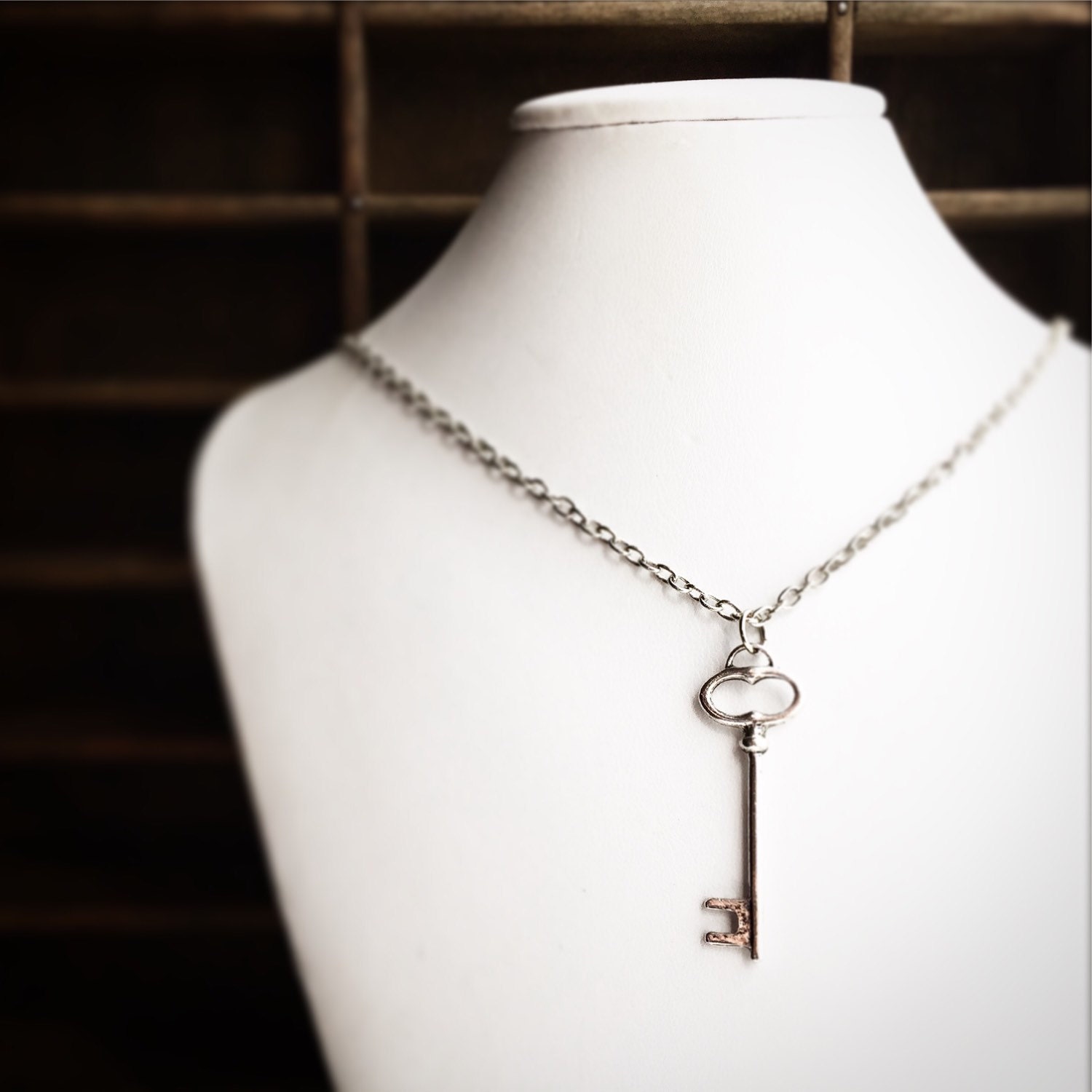 Pick Your Length Silver Skeleton Key Necklace Great For