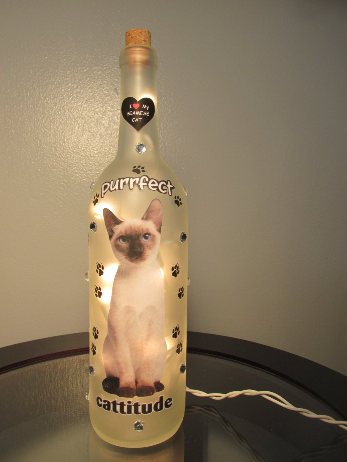 Siamese Cat Wine Bottle Night Light By NightLightsbyLori On Etsy