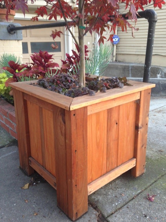 Handcrafted Redwood Outdoor Planter Box