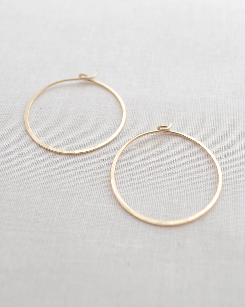 Hammered Gold Hoops simple modern classic by OliveYewJewels