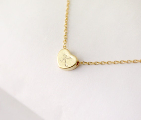 Initial Necklace Heart Initial Necklace By Elliesbutton On Etsy